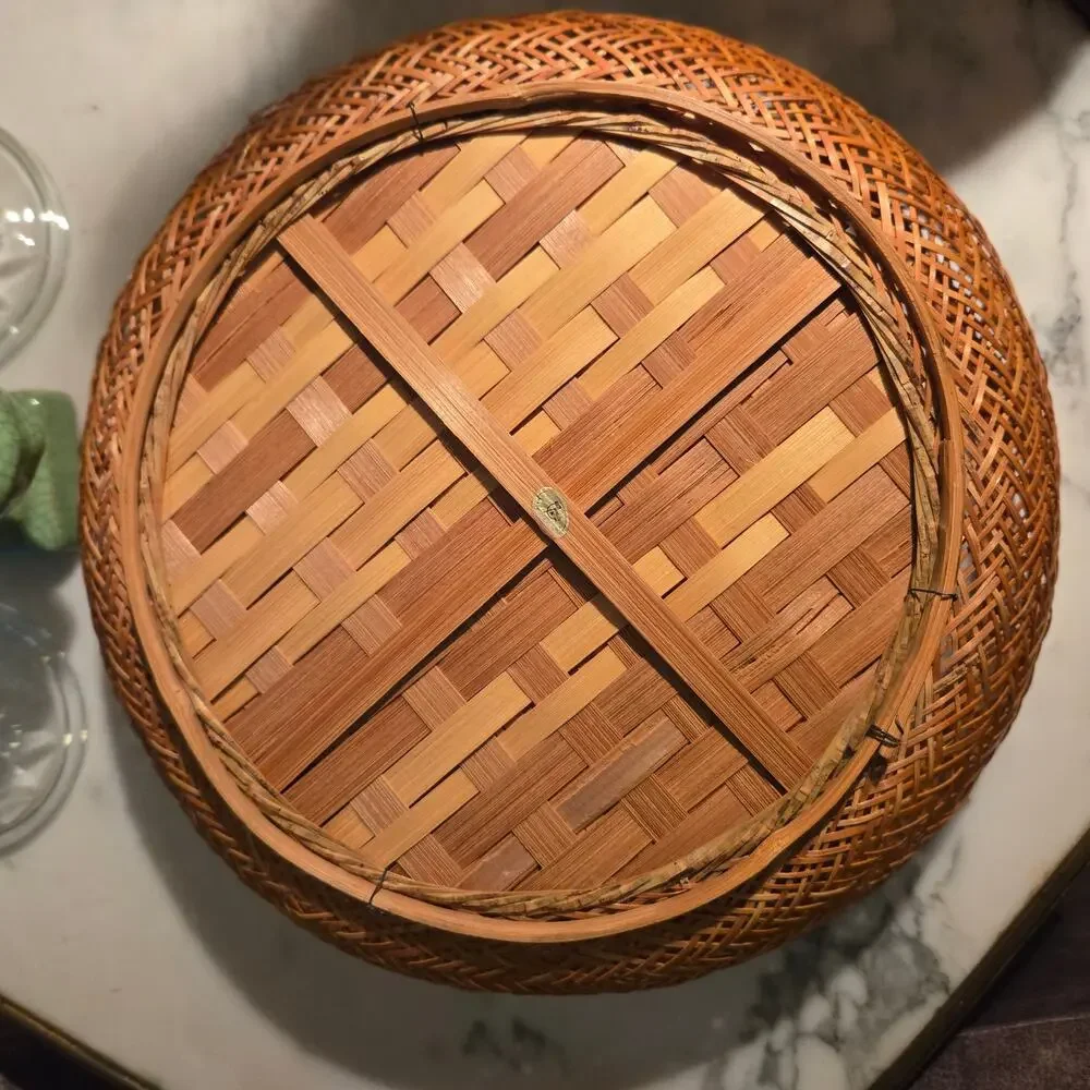 Vintage Asian Bamboo Morikago Basket Boho Organic Modern Catchall Wall Decor